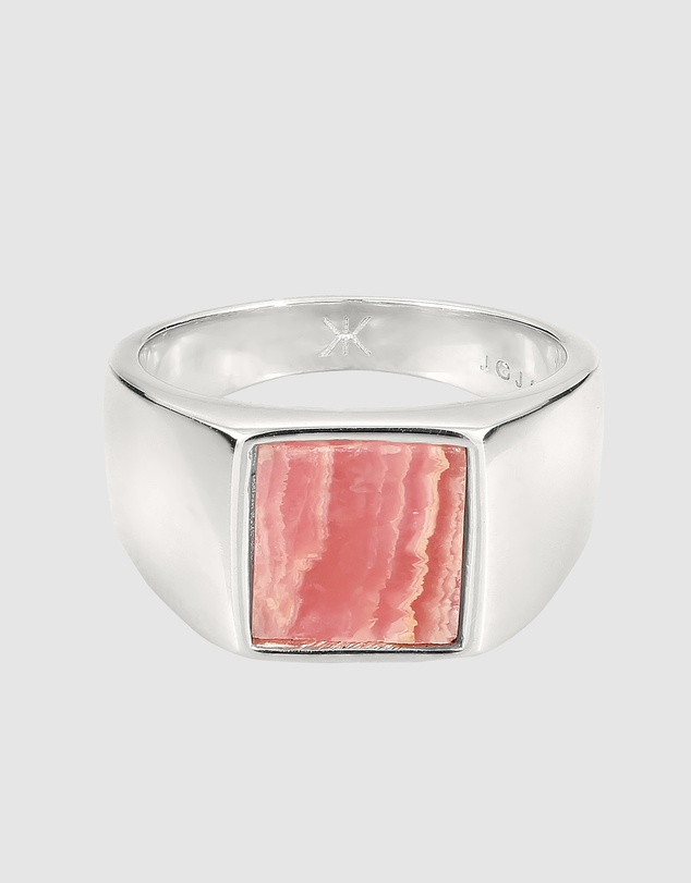Kuzzoi - ICONIC EXCLUSIVE - Rhodochrosite Signet Ring in 925 Silver