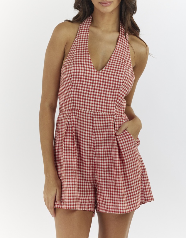 Amelius - Adele Gingham Halter Playsuit