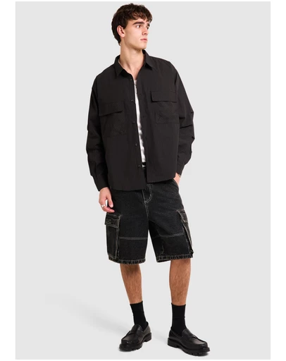 Black Noise White Rain - Oliver Tech Long Sleeve Shirt