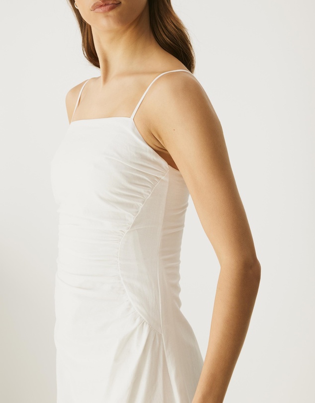 Atmos&Here - Cinch Waist Linen Blend Midi Dress