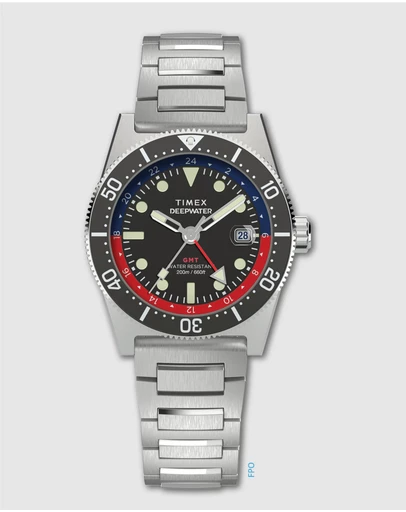 TIMEX - Deep Water Reef 200 GMT Black Dial Red RR Bracelet