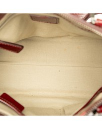 Pre-Loved by Azura Reborn - Pre-Loved Patent Trimmed House Check Coated Canvas Hearts Pilgrim Satchel