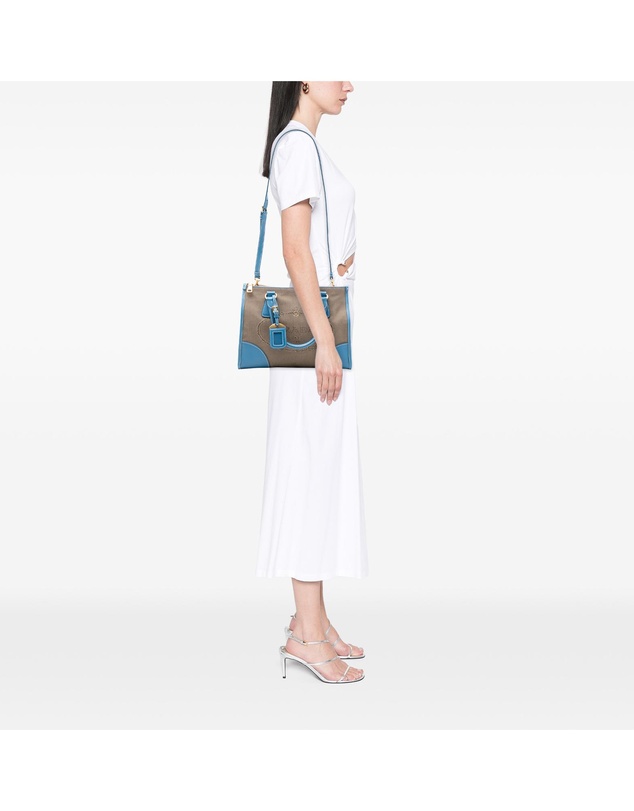 Pre-Loved by Azura Reborn - Pre-Loved Saffiano Trimmed Canvas Canapa Logo Double Zip Satchel