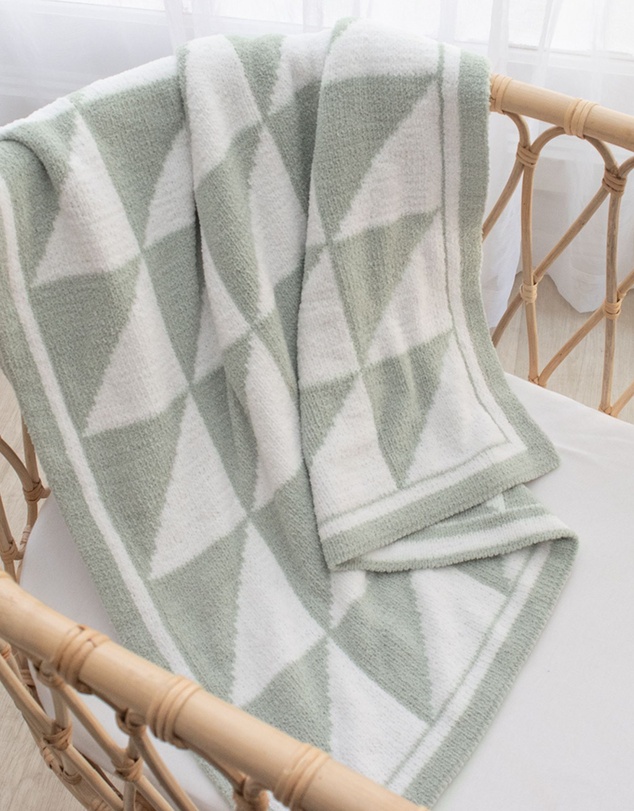 Living Textiles - Chenille Blanket - Sage Triangles
