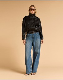 MVN - Faux Leather Bomber Jacket