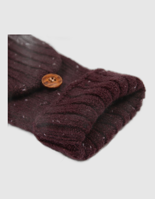 DENTS - Ribbed Knit Fingerless Gloves with Mitten Flap