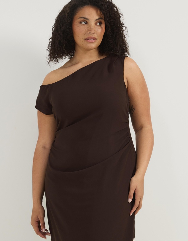 Atmos&Here Curvy - Alanna Asymmetric Midi Dress With Lace