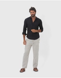 Coast Clothing - Long Sleeve Linen Shirt in Black