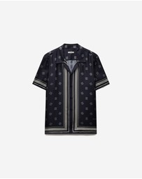 Calibre - Monogram Scarf Silk Shirt Navy