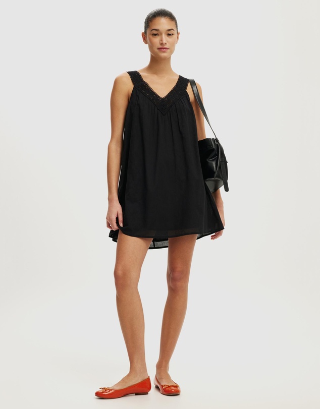 Cotton On - Abbey Lace Trim Mini Dress