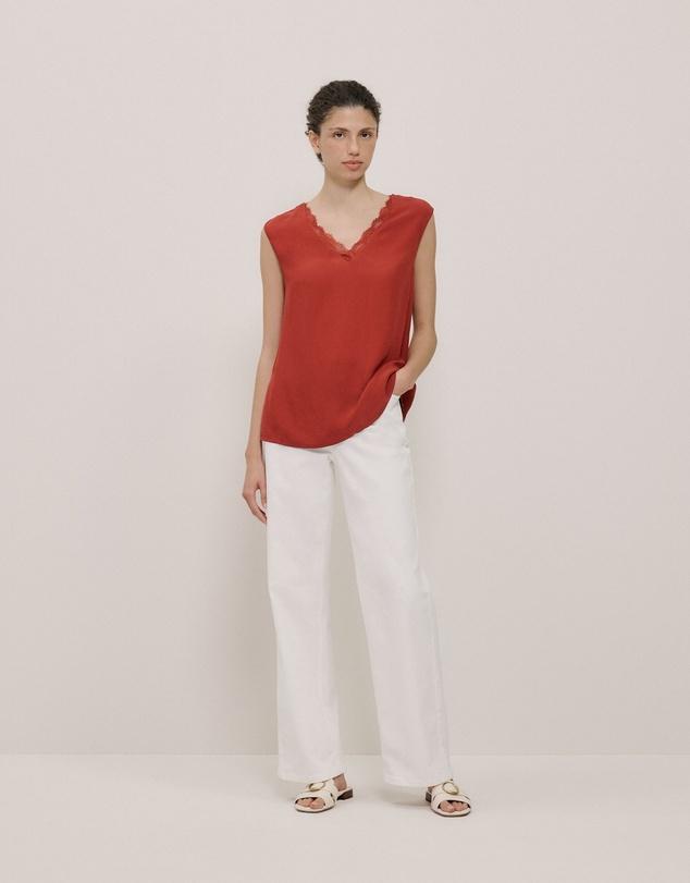 Trenery - Lace Detail Tank in Russet