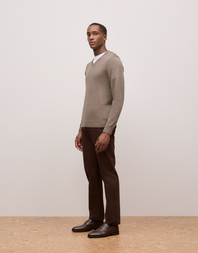 Trenery - Merino V Neck in Cocoa