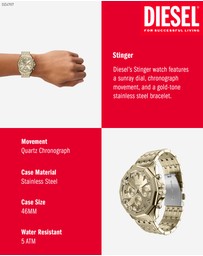Diesel - Stinger Gold Tone Chronograph Watch