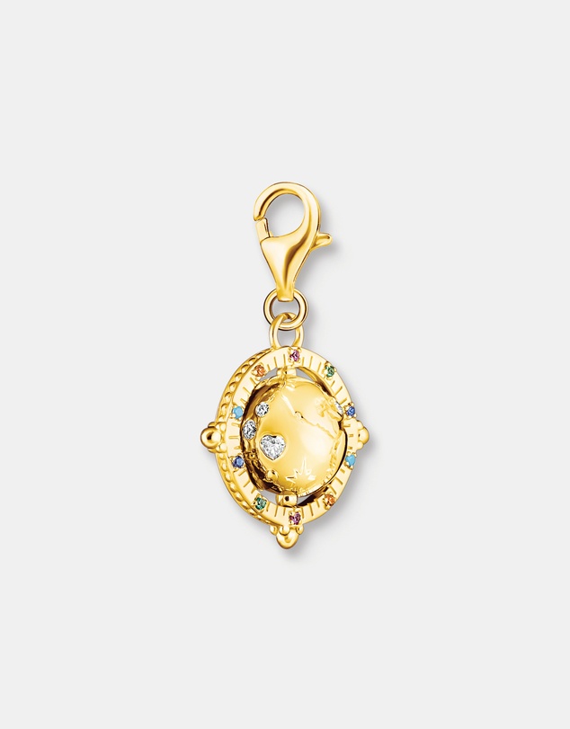 THOMAS SABO - Charm Pendant Vintage Globe Gold Multi Stone