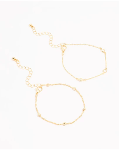 Lovisa - Gold Diamante & Ball Chain Bracelets 2-Pack