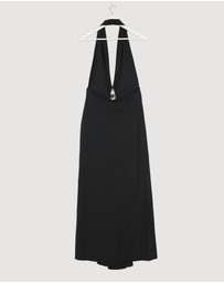 Revibe - Repaired Christopher Esber Crystal Pendant Ruched Lycra Halter Dress - AU 12