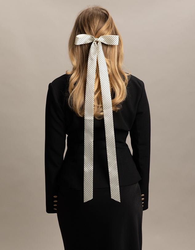Morgan & Taylor - Lala Hair Bow in White with Black Polk Dots