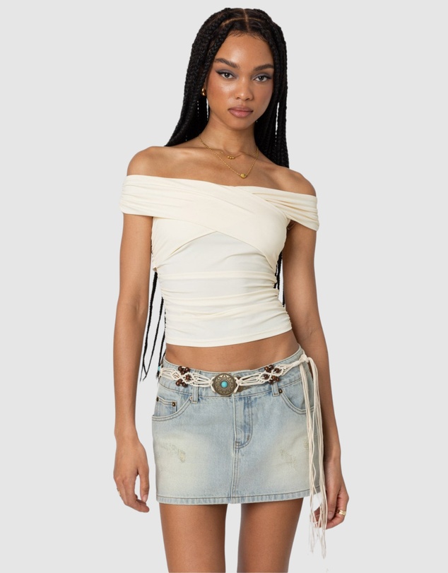 EDIKTED - Crisscross Off Shoulder Top