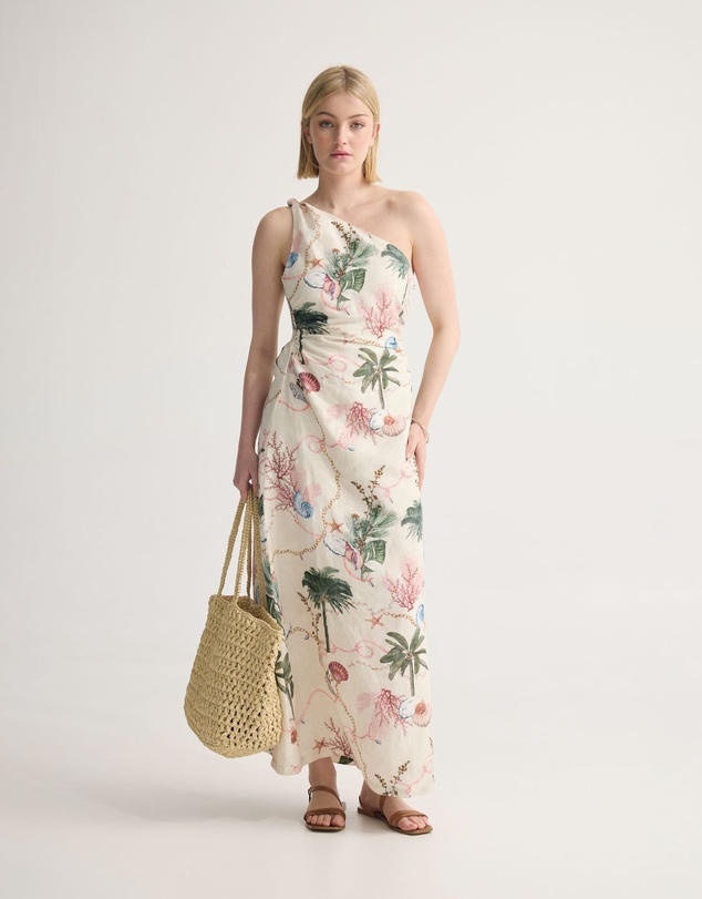 Oxford - Maja One Shoulder Linen Dress