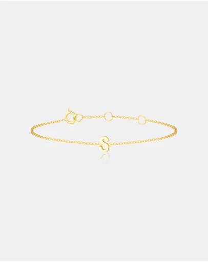 The Silver Collective - Children's A-Z Letter Bracelet - S