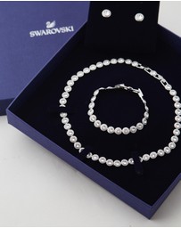 Swarovski - Una Angelic set, Round cut, White, Rhodium plated
