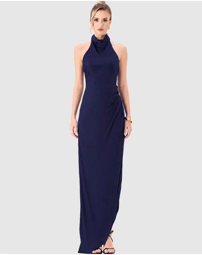 Bariano - Aaliyah High Neck Cowl Gown