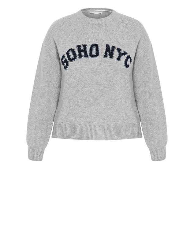 City Chic - Plus size Soho Crew Knit Jumper - grey marle