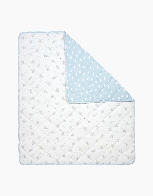Living Textiles - Reversible Quilted Cot Comforter - Elephant Playtime