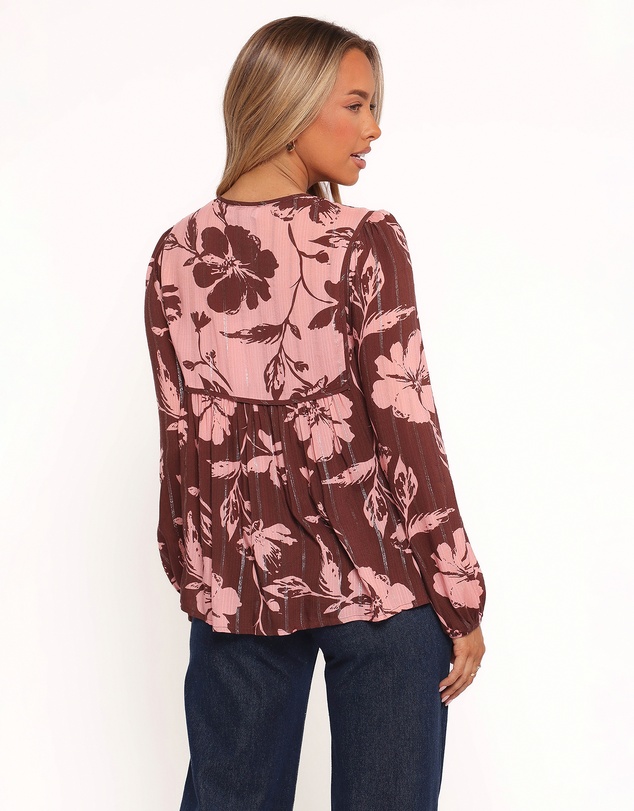 Petal & Pup - Nyla Top - Pink Brown Floral