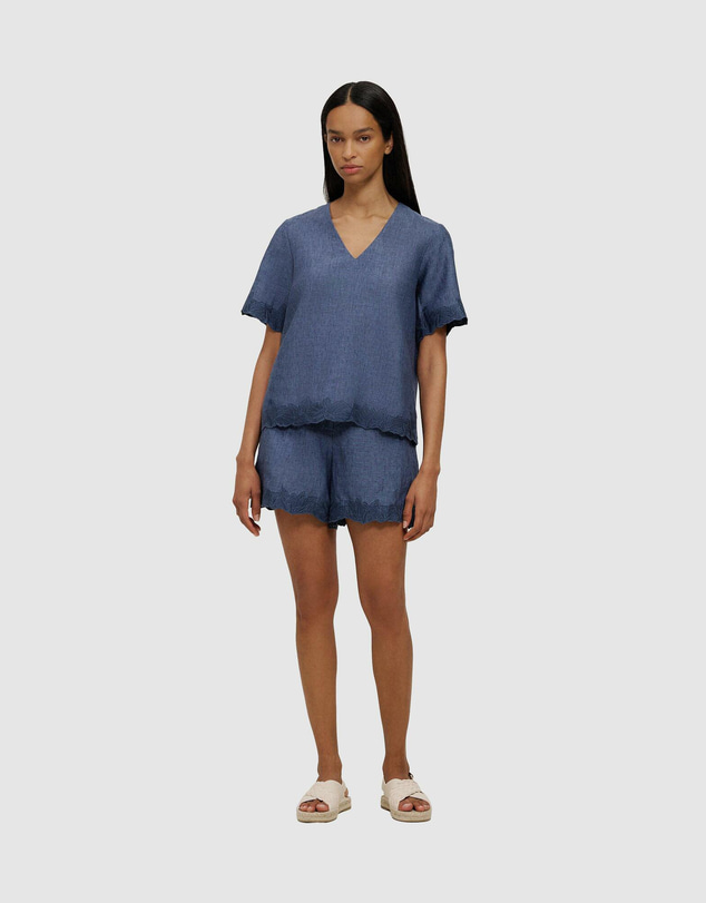Trenery - Linen Embroidered Detail Popover
