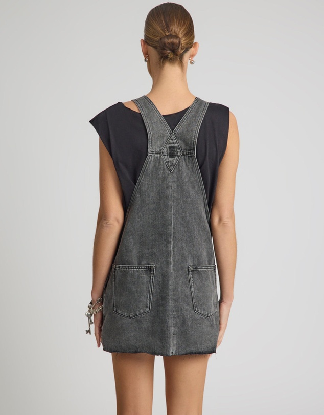 ONE TEASPOON - Raven Denim Mini Pini Dress - Washed Black