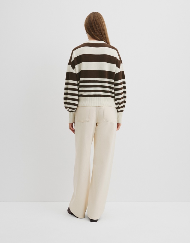 Country Road - Stripe Crop Crew Neck Knit
