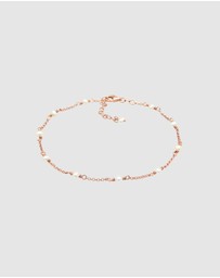Elli Jewelry - Anklet Beach Filigree with Freshwater Cultured Pearls in 925 sterling silver rose gold plated