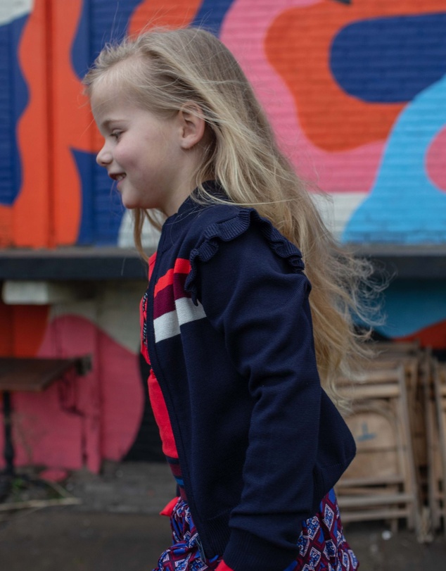Quapi - Keona Zip Cardigan with Ruffles - Kids-Teens