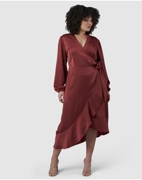 Pink Dusk by Curve Project - Girl Crush Satin Wrap Dress