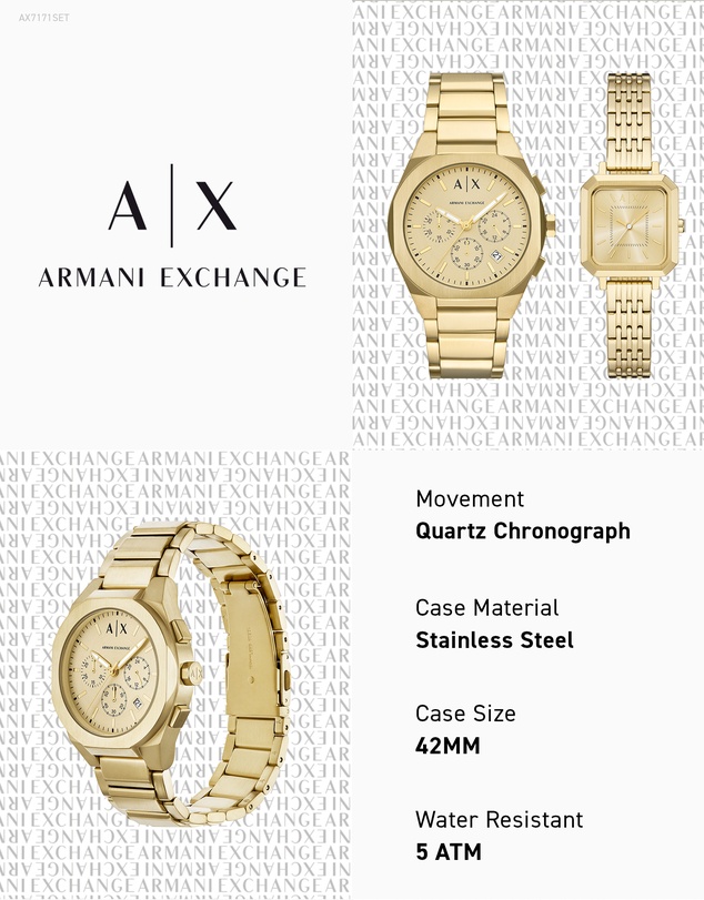 Armani Exchange - Gold Tone Chronograph Watch