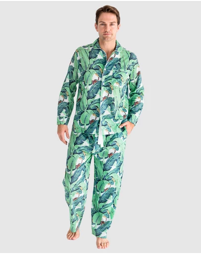 Sant And Abel - Men's Martinique® Green Banana Leaf Long PJ Set