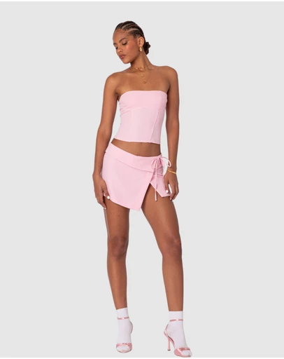 EDIKTED - Selena Asymmetric Wrap Mini Skirt