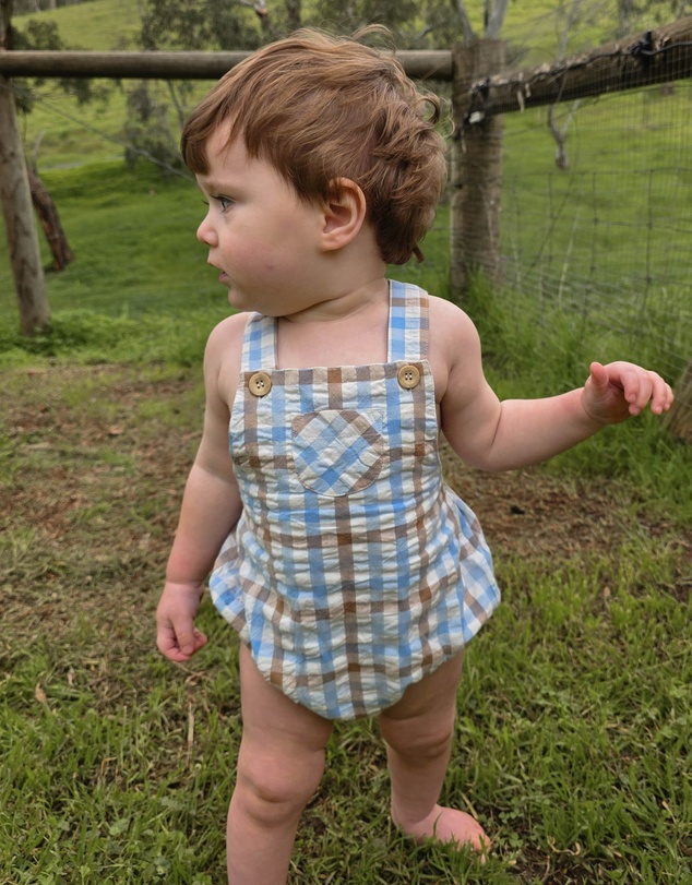 Purebaby - Check Overall-Kids-Babies