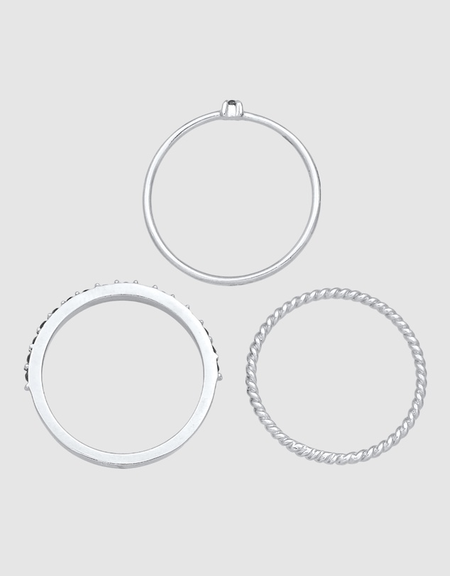 Elli Jewelry - Ring Set Crystal 925 Sterling Silver