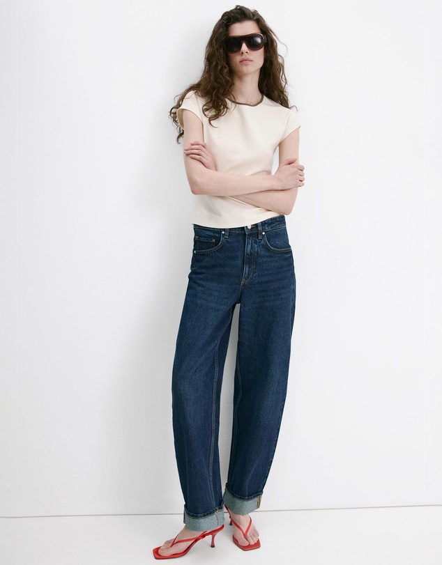 M.N.G - Cotton T-Shirt with Contrast Piping