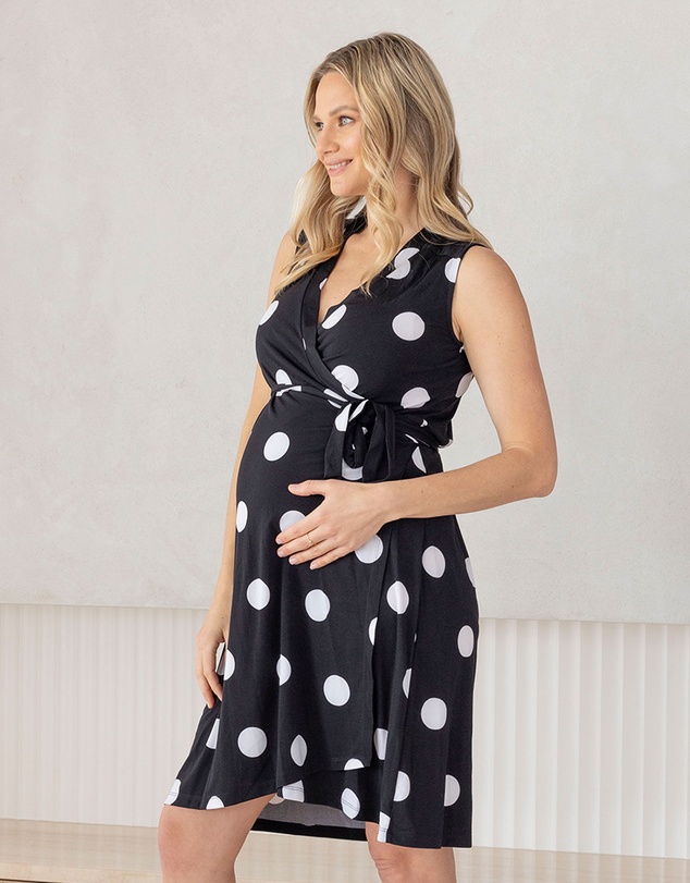 Angel Maternity - Eve Maternity Classic Wrap Dress in Polka Dots