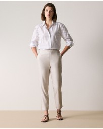 Trenery - Yarn Dyed Stretch Linen Blend Pull On Pant in Flax