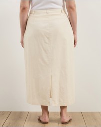Atmos&Here Curvy - Heidi Linen Blend Midi Skirt