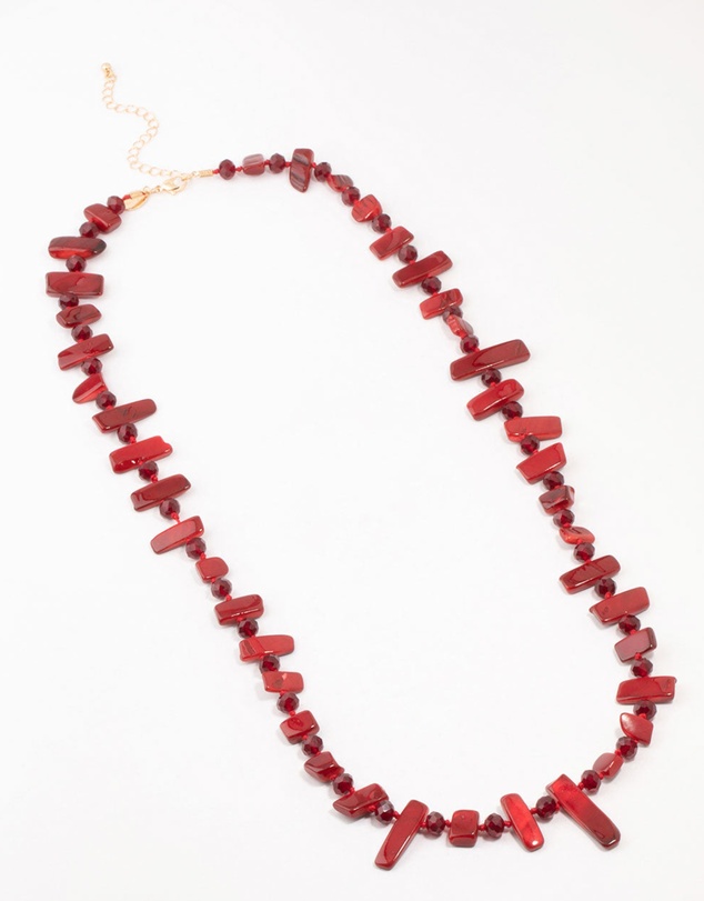 Lovisa - Red Genuine Shell Bead Layered Necklace