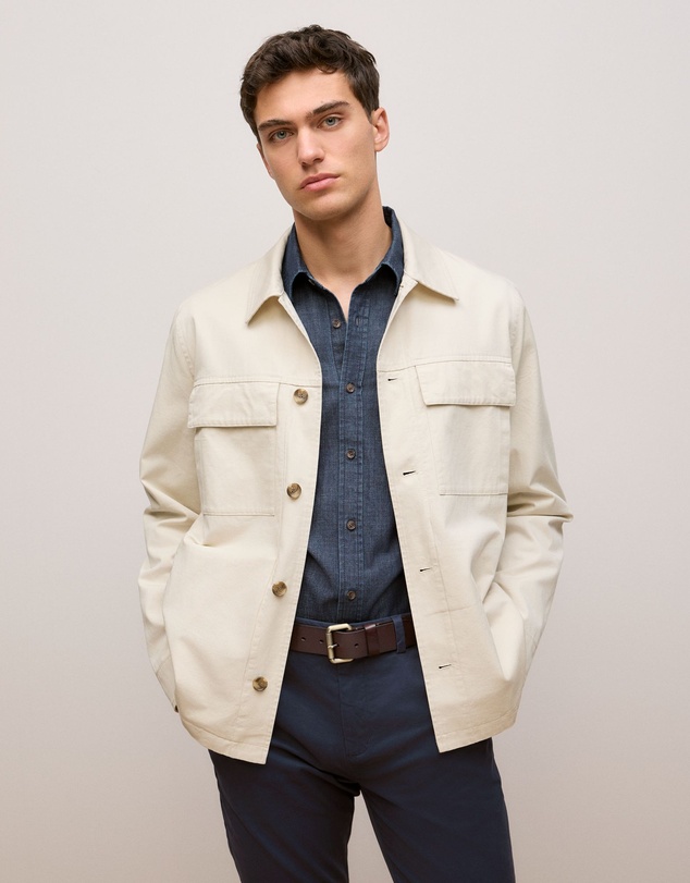Trenery - Cotton Twill Chore Jacket in Stone