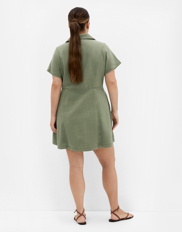 City Chic - Leia Short Sleeve Drill Mini Dress