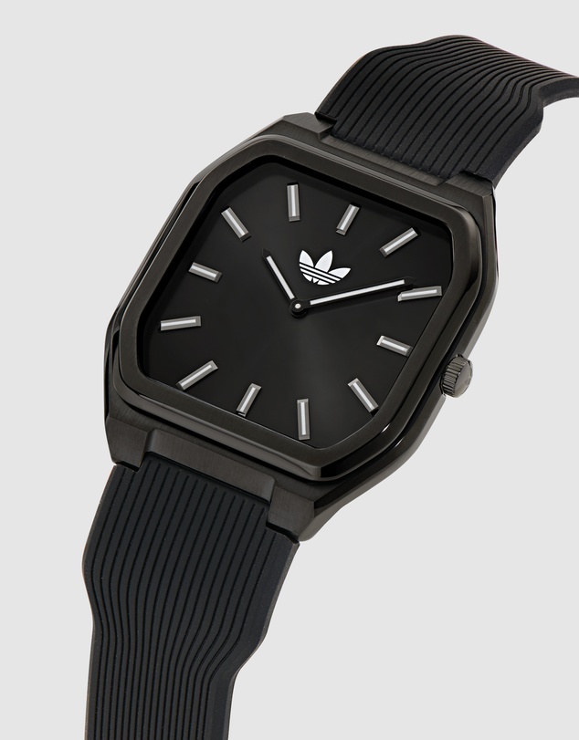 adidas Originals - City Tech Square 39mm Black Silicone Strap Watch