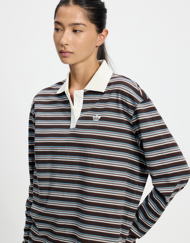 adidas Originals - Striped Oversized Long Sleeve Polo