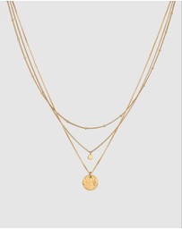 Elli Jewelry - Necklace Layer Crystal Disc 925 Sterling Silver Gold-Plated